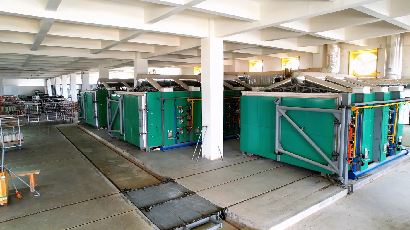 Row of shuttle kilns